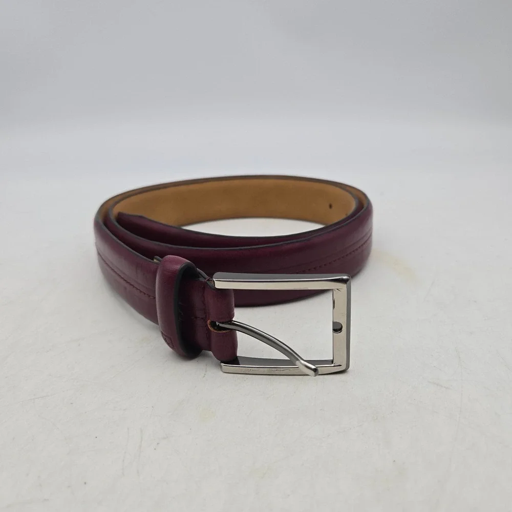 Chaps Ralph Lauren Belt Red Synthetic Leather Mens 38 Nickel Buckle NWOT